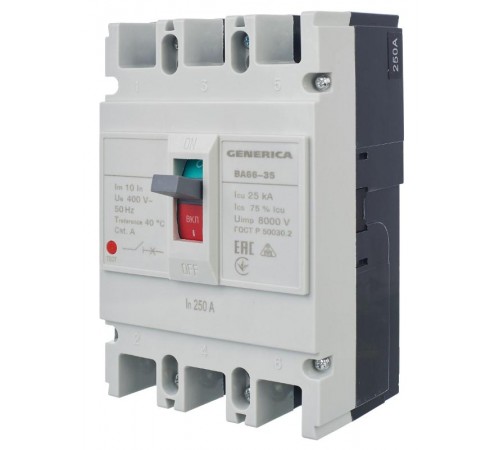 Выкл. авт. ВА66-35 3Р 250А 25кА  SAV30-3-0250-G  GENERICA