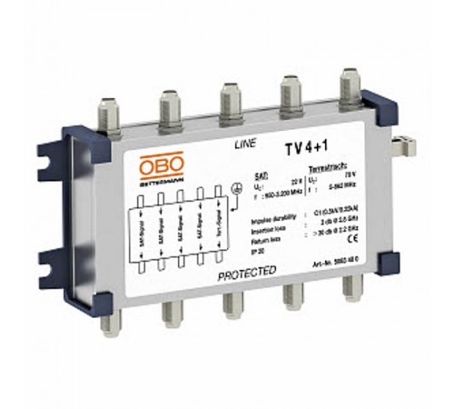 Устройства защиты от импульсных перенапряжений УЗИП для телекоммуникационных сетей (Тип разъема F) (TV 4+1)  5083400  OBO Bettermann