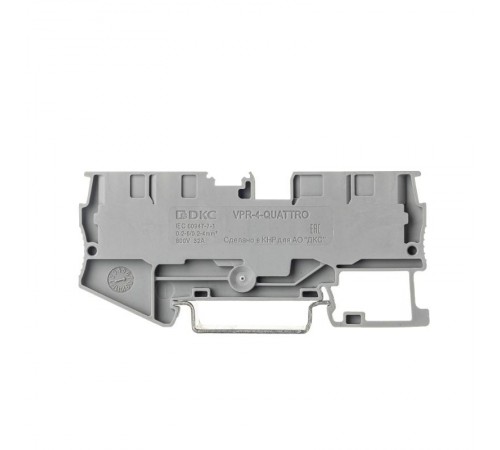 Клемма проходная, зажим push-in, 4 точки подключения, 4 кв.мм, серая  VPR-4-QUATTRO-GY  DKC