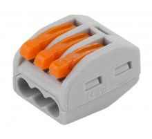 Клемма ЭРА серия 413 с рычагом 3 отверстия 0.08-2.5мм2 упаковка 20 шт   Б0057070  ЭРА