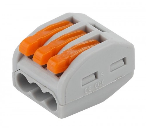 Клемма ЭРА серия 413 с рычагом 3 отверстия 0.08-2.5мм2 упаковка 20 шт   Б0057070  ЭРА