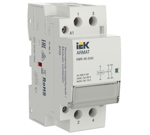ARMAT Контактор модульный KMR 40А 24В AC/DC 2НО  AR-KMR20-040-20-024  IEK