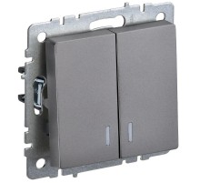 BRITE Выключатель 2-клавишный с индикацией 10А ВС10-2-1-БрС сталь   BR-V20-1-10-K46  IEK