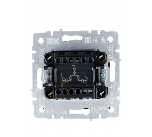 BRITE Выключатель 2-клавишный с индикацией 10А ВС10-2-1-БрС сталь   BR-V20-1-10-K46  IEK