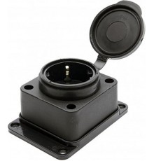 RST16-31-44 Розетка настенная 1-местная c/з, каучук 250В,16А, IP44, серия Одри, черный  39018  STEKKER