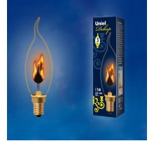 Лампа накаливания ЛОН IL-N-CW35-3/RED-FLAME/E14/CL эффект пламени  UL-00002982  Uniel
