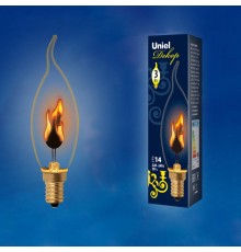 Лампа накаливания ЛОН IL-N-CW35-3/RED-FLAME/E14/CL эффект пламени  UL-00002982  Uniel