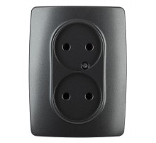 Розетка 2-ая без заземления 16A-250В IP20 Эра12 антрацит  Б0031242  ЭРА