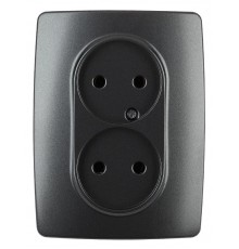 Розетка 2-ая без заземления 16A-250В IP20 Эра12 антрацит  Б0031242  ЭРА