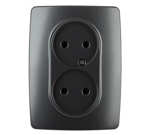 Розетка 2-ая без заземления 16A-250В IP20 Эра12 антрацит  Б0031242  ЭРА