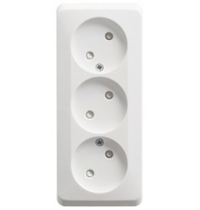 Этюд Белый О/У Розетка 3-ая без заземления со шторками 16А 250B  PA16-010B  SE