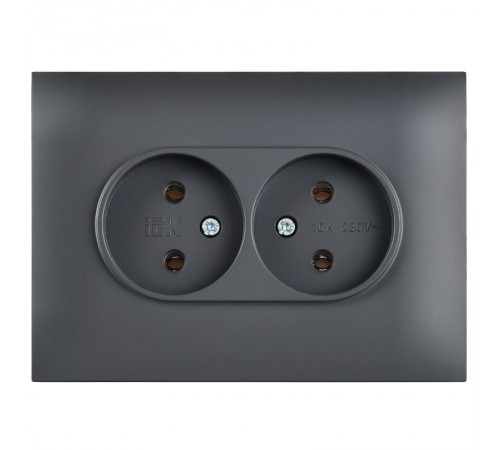 SKANDY Розетка 2-местная без з/к/ш 10А в сб. SK-R10T титан  SK-R20-10-K48-F  IEK