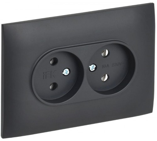 SKANDY Розетка 2-местная без з/к/ш 10А в сб. SK-R10T титан  SK-R20-10-K48-F  IEK