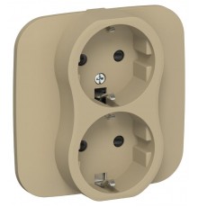 FLITE Розетка 2-ая с заземлением со шторками быстрозажимные клеммы 16А РСш12-1-А-ФлХ хаки  FI-R24A-16-1-K59  IEK
