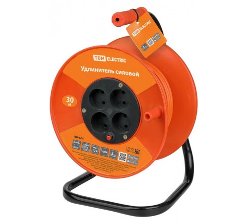 Удлинитель силовой УК10-004  (4 места/30м ПВС 2х1,0)  SQ1301-0521  TDM