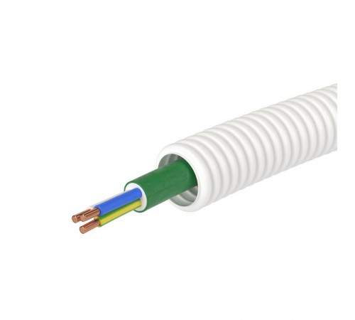 Электротруба ПЛЛ гибкая гофр.не содержит галогенов д.25мм, цвет белый, скабелем ППГнг(А)-FRHF 3x1,5мм РЭК "ГОСТ+",50м  8L82550FRHF  DKC