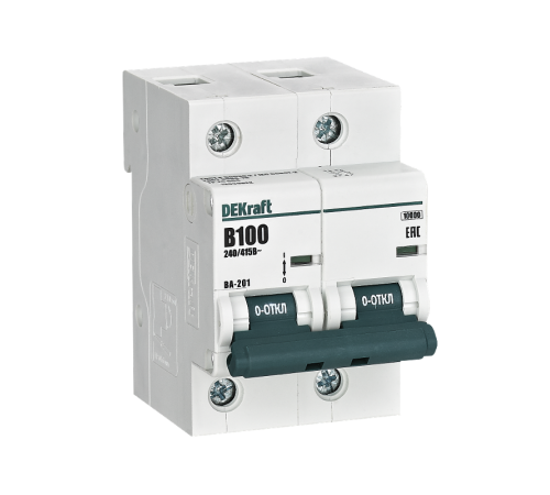 Автоматический выключатель 2Р 100А х-ка B ВА-201 10кА  13039DEK  DEKraft