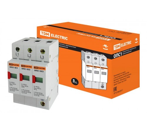 Разрядник ОПС1-B 3Р In=30kA Un=400B Im=60kA   SQ0201-0003  TDM