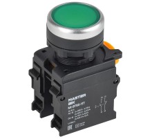Кнопка с фиксацией d=22мм 1NO+1NC зелёная MASTER  MI-BT60-11T-3-21-K06  IEK