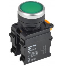 Кнопка с фиксацией d=22мм 1NO+1NC зелёная MASTER  MI-BT60-11T-3-21-K06  IEK