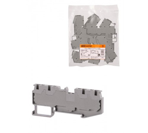 Зажим клеммный безвинтовой ЗКБ быстрого зажима 4 вывода 2,5 мм2 24А серый (Ph-C PT 2,5-QUATTRO)  SQ0822-0164  TDM