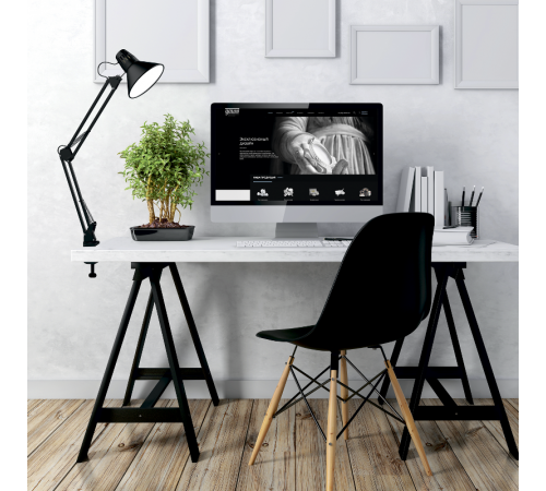 Светильник настольный GTL001 60W 220-240V E27 черный струбцина 1/16  GT0012  Gauss