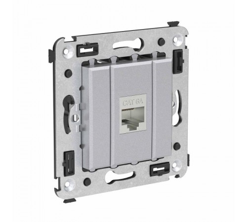 Компьютерная розетка RJ-45 без шторки в стену, кат.6А одинарная экранированная, "Avanti", "Закаленная сталь"  4404773  DKC