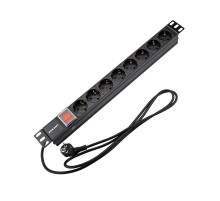 Блок распр. питания для 19" шкафов, горизонтальный, 8 розеток СЕЕ 7/4, 16A  04-0104-1  REXANT