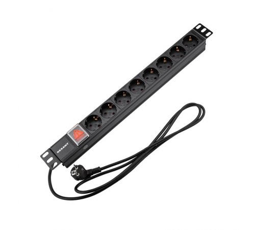 Блок распр. питания для 19" шкафов, горизонтальный, 8 розеток СЕЕ 7/4, 16A  04-0104-1  REXANT