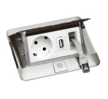 Выдвижной блок в стол, с комплектом для монтажа, 4 модуля, цвет нержавеющая сталь, для монтажа ЭУИ  654000  Legrand