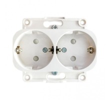 Стокгольм Механизм Розетки 2-местной с/з 16А белый с защ. штор. PROxima  EYR16-128-10  EKF