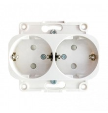 Стокгольм Механизм Розетки 2-местной с/з 16А белый с защ. штор. PROxima  EYR16-128-10  EKF