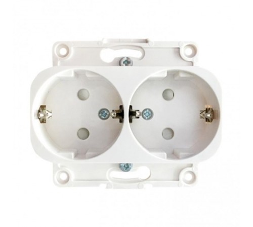 Стокгольм Механизм Розетки 2-местной с/з 16А белый с защ. штор. PROxima  EYR16-128-10  EKF