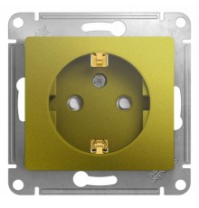 Glossa Фисташковый Розетка с заземлением со шторками  GSL001045  SE