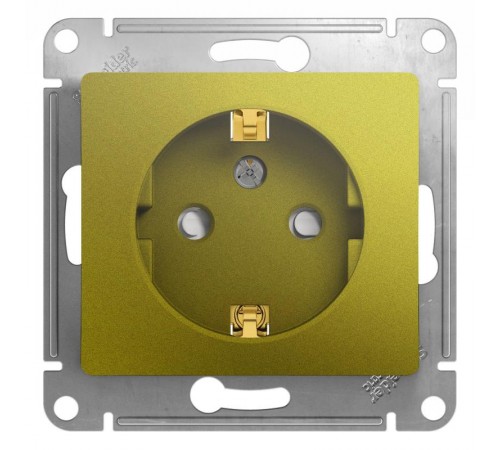 Glossa Фисташковый Розетка с заземлением со шторками  GSL001045  SE