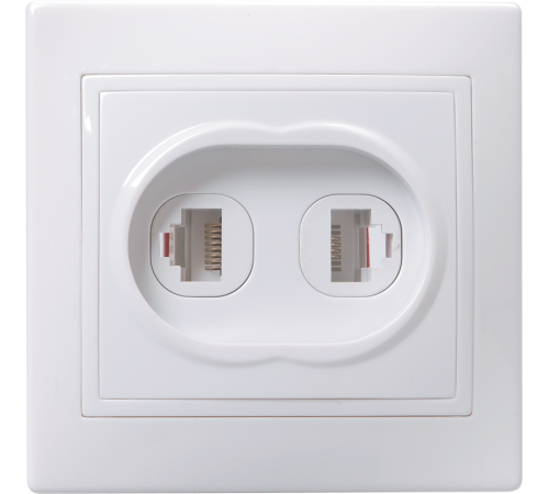 КВАРТА белый Розетка 2-местная телефонная РТ12-КБ  ETK20-K01-DM  IEK