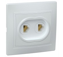 КВАРТА белый Розетка 2-местная телефонная РТ12-КБ  ETK20-K01-DM  IEK