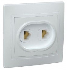 КВАРТА белый Розетка 2-местная телефонная РТ12-КБ  ETK20-K01-DM  IEK