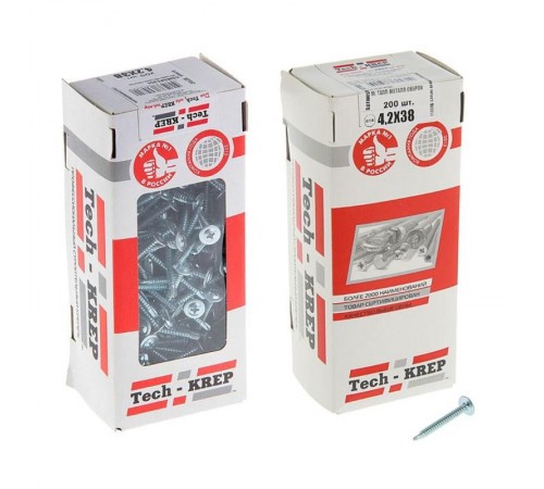Саморез ШСММ св. 4,2х38 (200 шт) - коробка с окном( 0,586 кг)  102153  Tech-KREP
