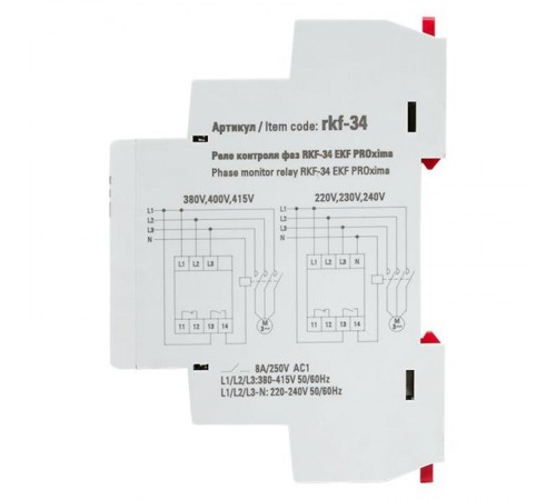 Реле контроля фаз RKF-34 EKF EKF PROxima  rkf-34  EKF