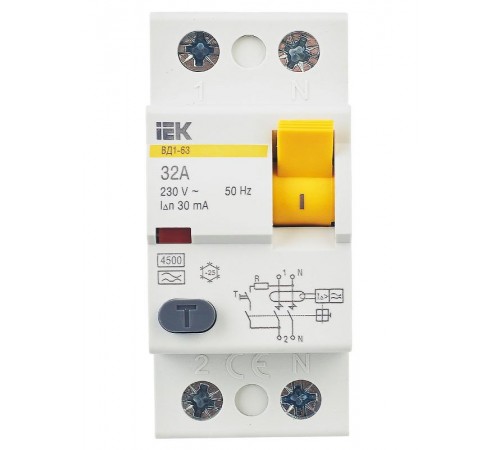 Выключатель дифференциальный (УЗО) ВД1-63 2п 32А 30мА тип A  MDV11-2-032-030  IEK