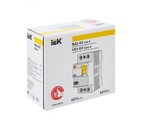 Выключатель дифференциальный (УЗО) ВД1-63 2п 32А 30мА тип A  MDV11-2-032-030  IEK