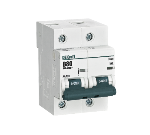 Автоматический выключатель 2Р 80А х-ка B ВА-201 10кА  13038DEK  DEKraft