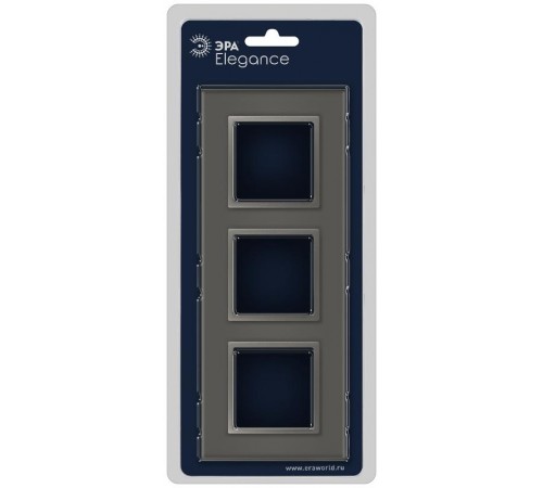 Рамка для розеток и выключателей Elegance 14-5103-16 на 3 поста, стекло, титан  Б0065837  ЭРА