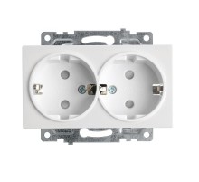 Розетка 2-местная с защитной шторкой (механизм) с/з , 250В, 16А, серия Катрин, GLS16-7114-01, белый  39574  STEKKER