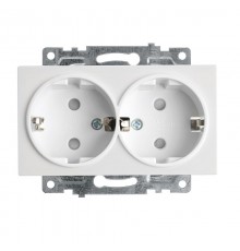 Розетка 2-местная с защитной шторкой (механизм) с/з , 250В, 16А, серия Катрин, GLS16-7114-01, белый  39574  STEKKER