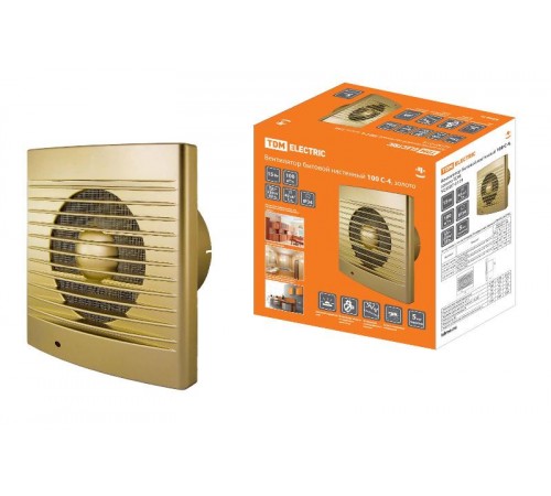 Вентилятор бытовой настенный 100 С-4, золото  SQ1807-0119  TDM