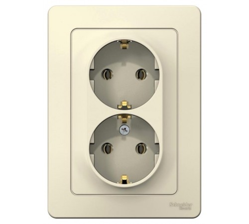 Blanca Молочный С/У Розетка 2-ая с заземлением без шторок, 16А, 250В  BLNRS001022  SE