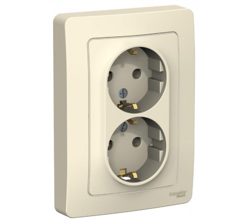Blanca Молочный С/У Розетка 2-ая с заземлением без шторок, 16А, 250В  BLNRS001022  SE