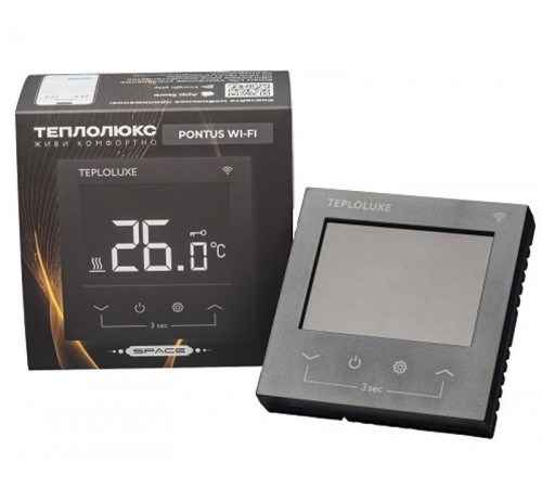 Терморегулятор электронный Теплолюкс Pontus wi-fi черный Space  100037059600  Теплолюкс